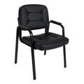 Chaise de bureau en cuir noir avec accoudoirs et structure en métal
