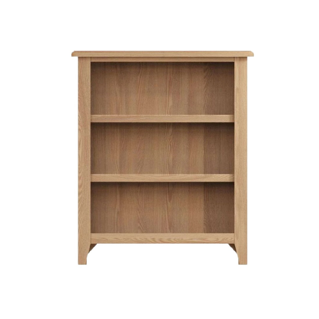 Étagère en bois clair avec trois niveaux de rangement