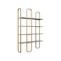 Étagère moderne en métal doré avec étagères en bois