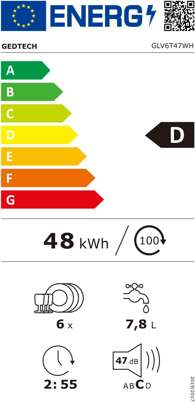 GEDTECH - Lave vaisselle Table Top GLV6T47WH - 6 couverts - 47 dB - Départ différé
