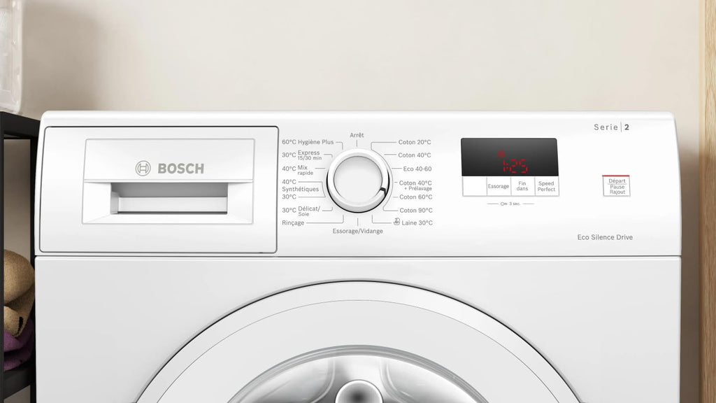Bosch WGE02201FR, Lave-linge Pose-libre, Série 2, Front, EcoSilence Drive, 7 kg, 1200 trs/min, 44l, Blanc