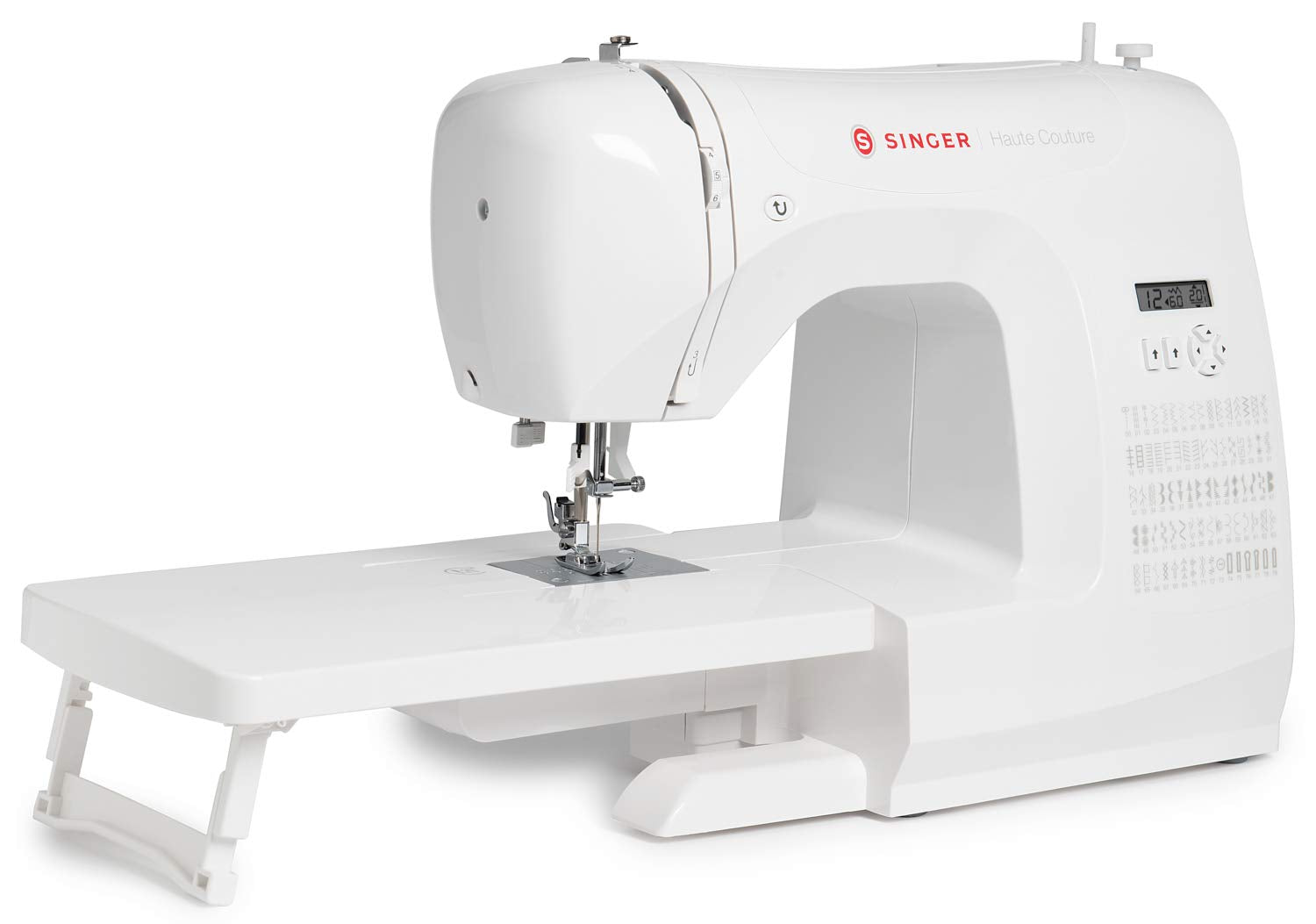 Singer Haute Couture F527C Machine à coudre électronique Professionnelle, 80 points, utilitaires, élastiques, décoratifs, Facile pour Débutants Electrique Portable, Maison