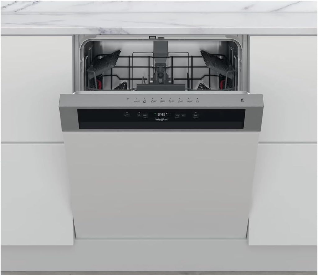 Lave vaisselle encastrable Whirlpool WBC3C26X - Lave vaisselle integrable 60 cm - Classe A++ / 46 decibels - 14 couverts - Intégrable bandeau : Inox
