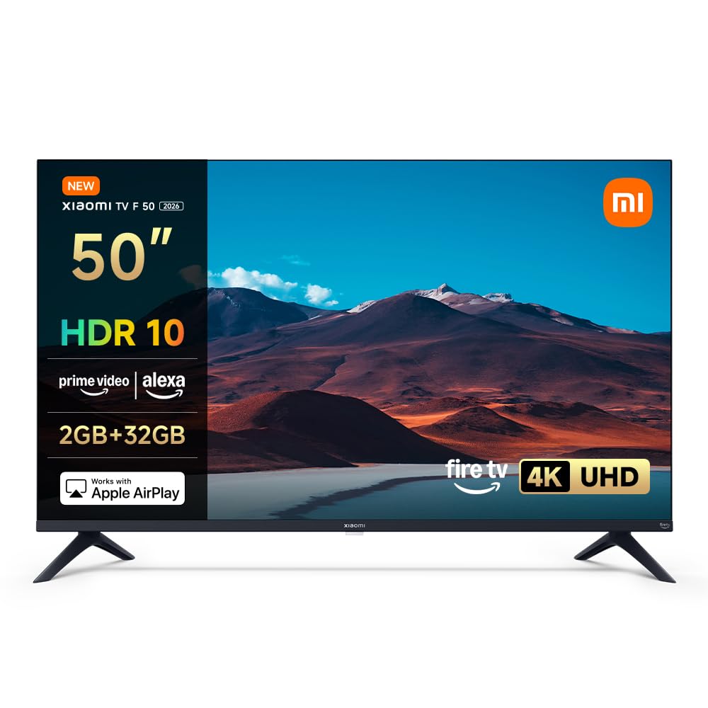 Xiaomi TV F 50, 127 cm (50 Pouces), 4K UHD, Smart TV, Fire TV, Contrôle Vocal Alexa, HDR10, MEMC, Mode Game Boost 120Hz, 2Go+32Go, Compatible avec AirPlay
