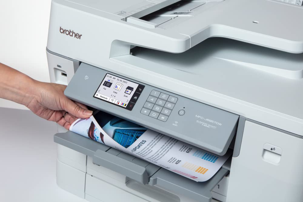 Brother MFC-J6957DW | Imprimante Multifonction 4 en 1 | 30 Pages/Minute | Jet d'encre Couleur | USB, LAN | Wi-FI Direct | Impression Recto-Verso, Blanc/Gris