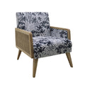Fauteuil en bois avec rembourrage à motifs tropicaux
