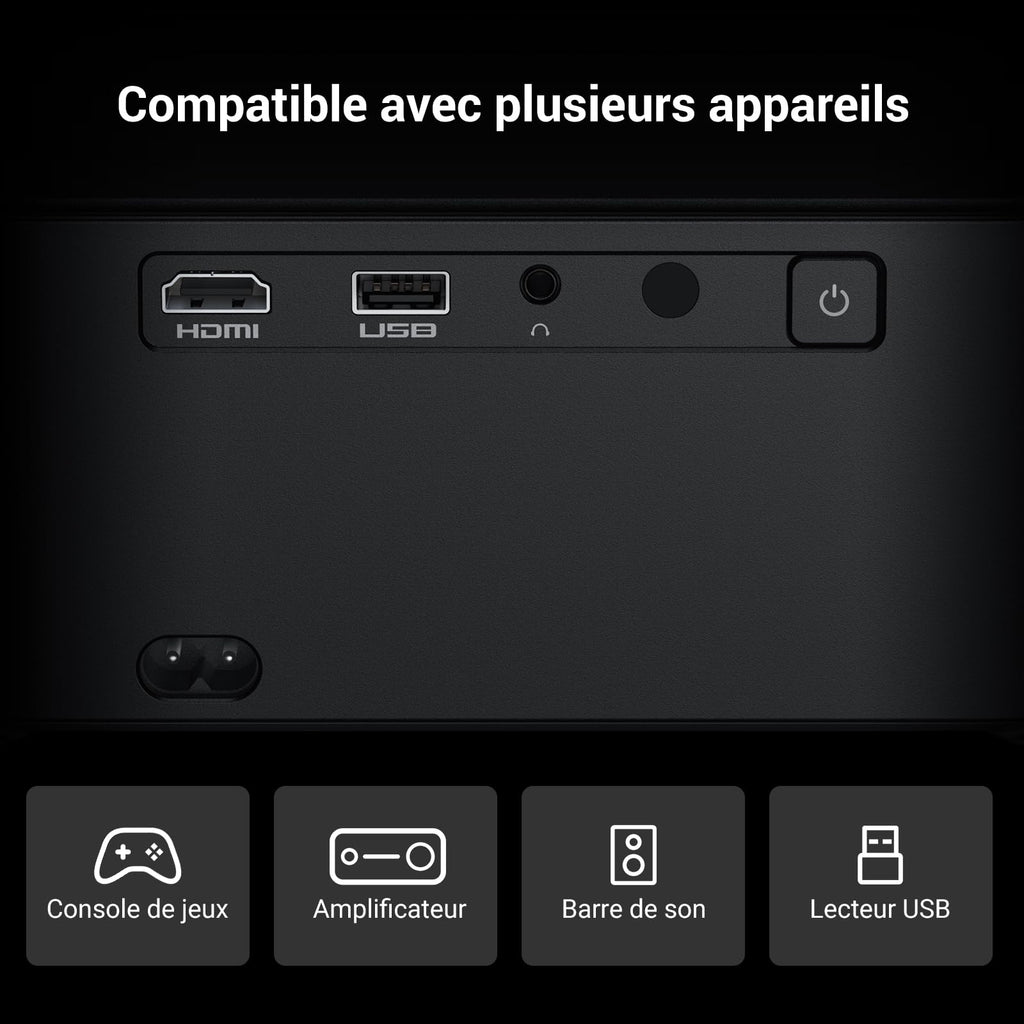 HAPPRUN H11 Projecteur Compatible avec Netflix, Vidéoprojecteur Portable avec Haut-Parleur Intégré, Mini Retroprojecteur Compatible Smartphone/WiFi 6/TV Stick/PS5 pour Maison, Chambre, Extérieur