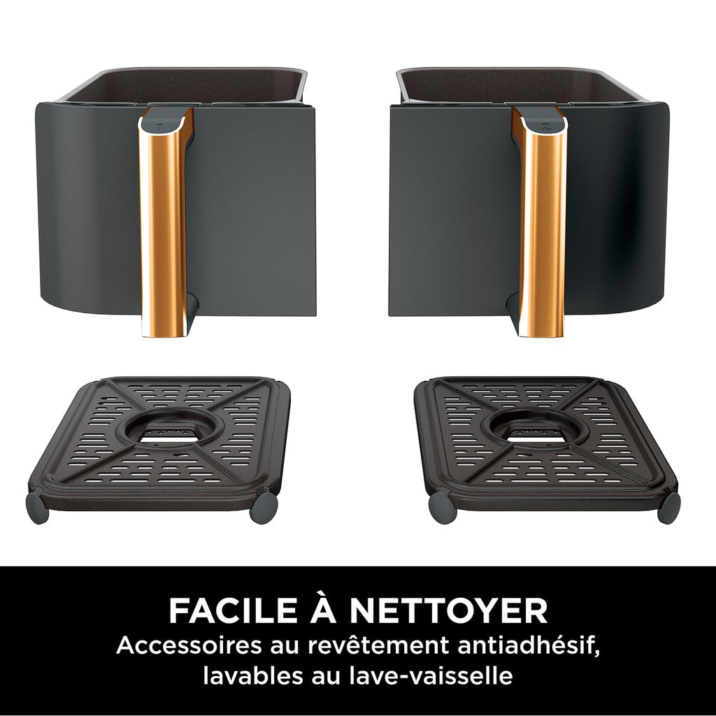 Ninja Foodi MAX Dual Zone Air Fryer, Friteuse sans huile, 2 tiroirs, 9,5 L, 6-en-1 (Air Fry, Max Crisp, rôtir, cuire, réchauffer, déshydrater), exclus