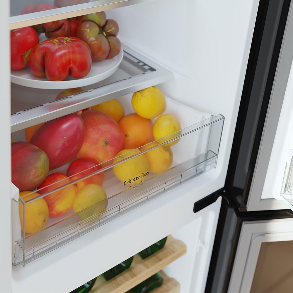 Cecotec Réfrigérateur avec 3 portes Bolero CoolMarket TDW 529 WID Black Glass E. Réfrigérateur 3 portes noir, cave à vin, 529L, Inverter Plus, Total No Frost, E, MultiAirFlow, Fast Cooling.