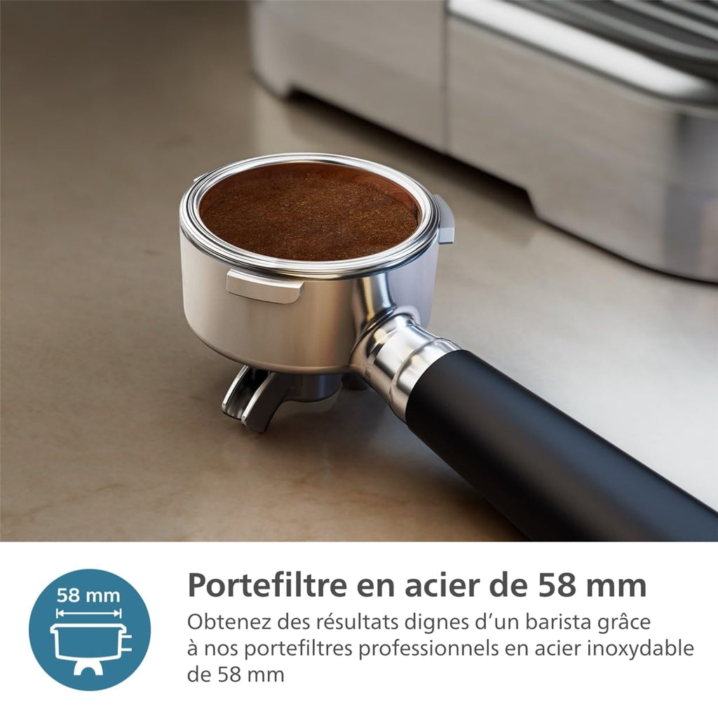 Philips Macchina per espresso semi-automatica Barista Brew - Guida Intuitiva, Pressino Calibrato, Design Elegante, Contenitore per Chicchi 250 g, metallo Argento (PSA3218/01)