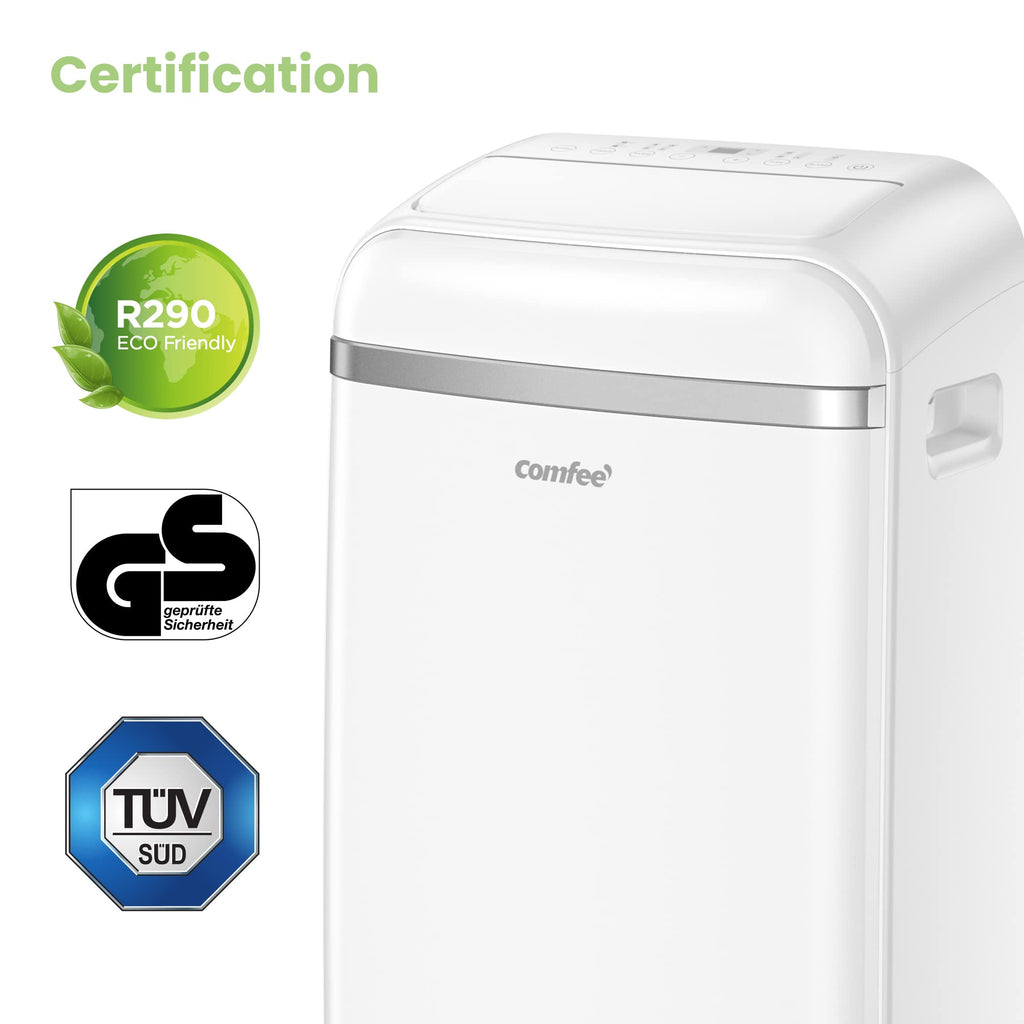COMFEE' Climatiseur Mobile 12000 BTU/H 3,5 kW, 3 Modes, Fonction Follow Me, Télécommande, pour grandes pièces de 43㎡/117m³, Kit d'évacution inclus, Réfrigérant naturel, PAC 12000