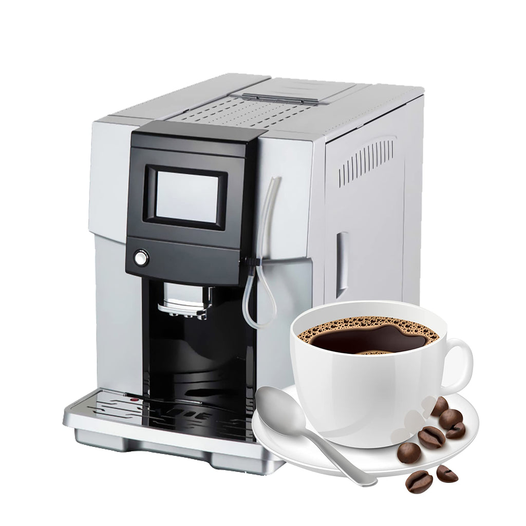 QJRGUY Machine à café Automatique 200W, Fabricant Cappuccino Expresso, avec système Mousse de Lait indépendant équipement réglable, Rouge, Argent