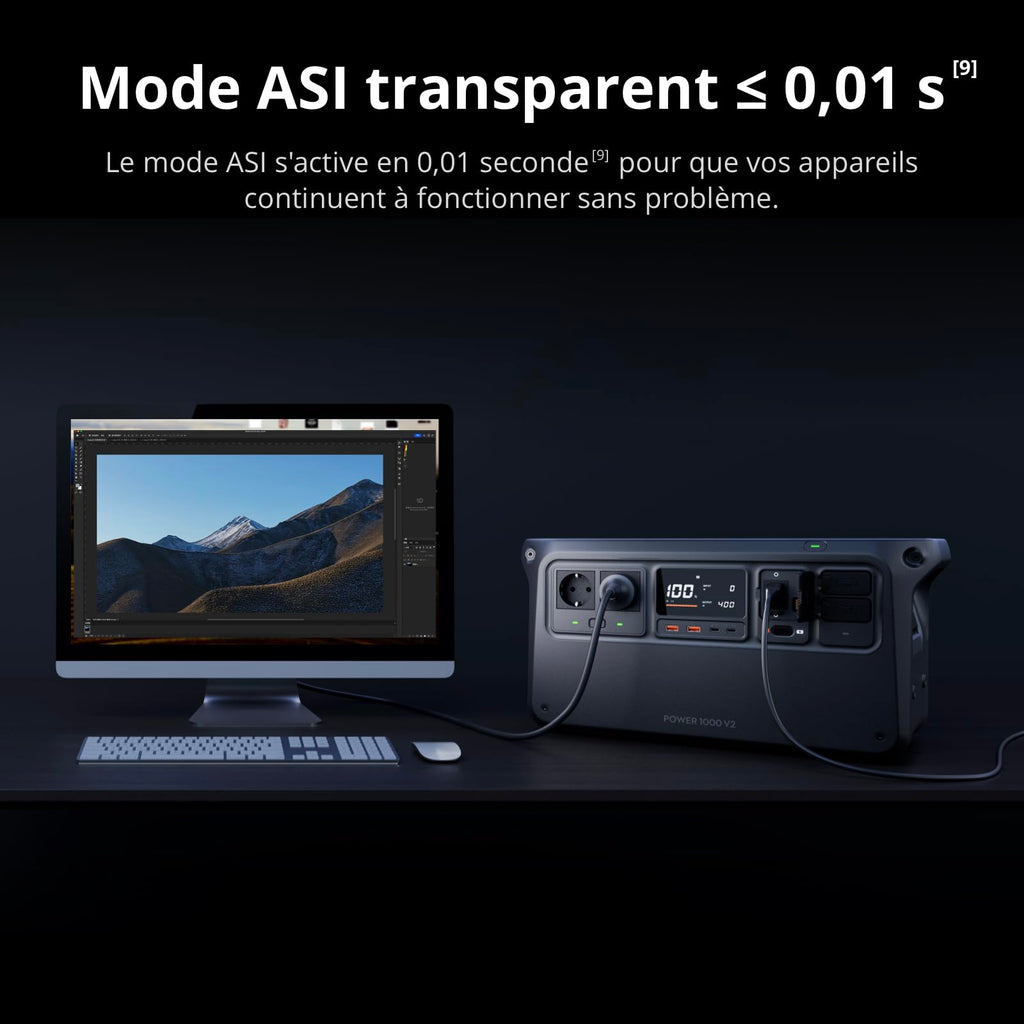DJI Power 1000 V2, station électrique portable 1 024 Wh (Batterie LFP), sortie stable de 2 600 W, recharge de 0–80% en 37 Min, générateur électrique portable pour maisons, systèmes hors réseau
