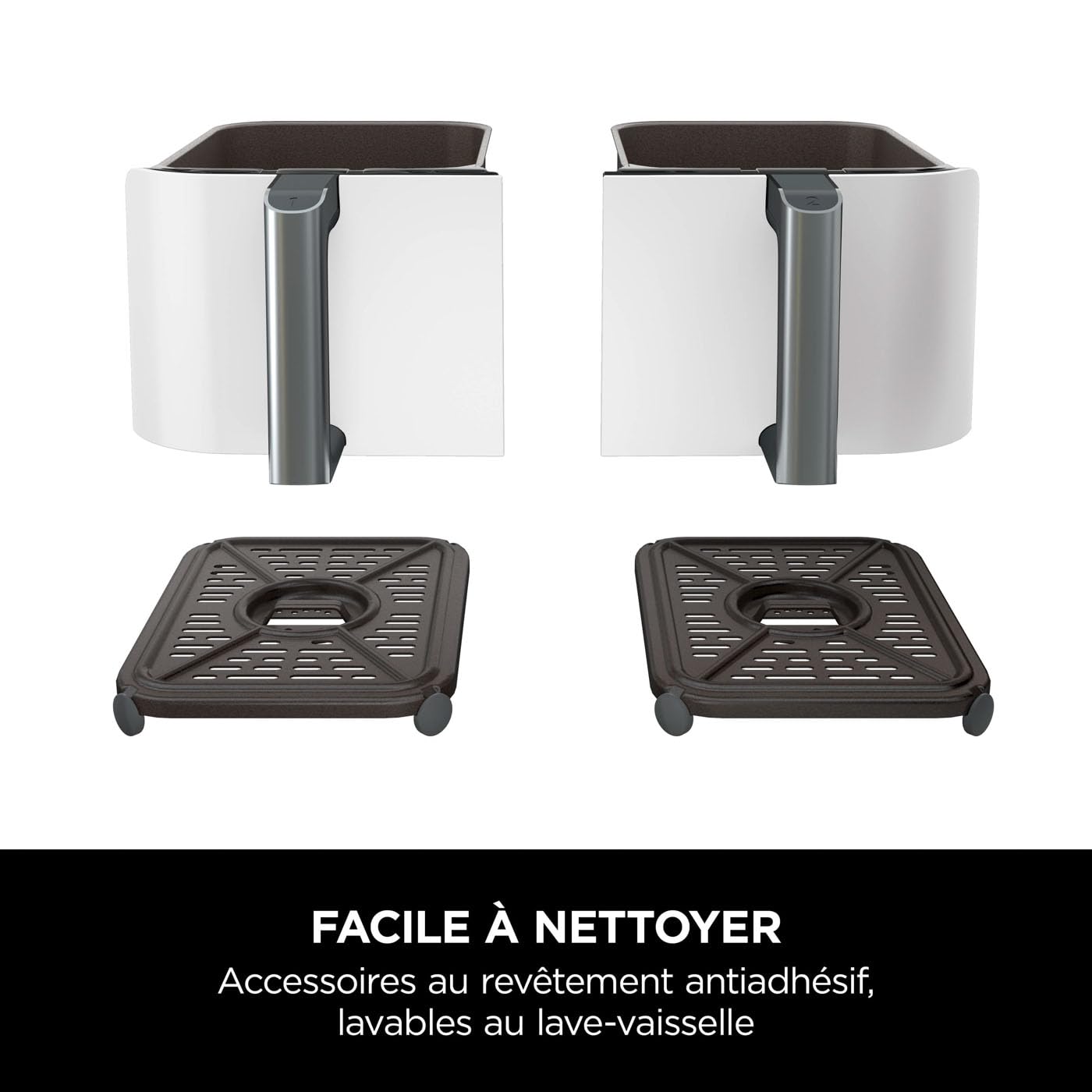 Ninja Foodi MAX Dual Zone Air Fryer, 2 Tiroirs, 9,5L, 6-en-1, Sans Huile, Air Fry, Croustillant Max, Rôtir, Cuire, Déshydrater, 8 Portions, Paniers Antiadhésifs Vont Au Lave-Vaisselle, Blanc AF400EUWH