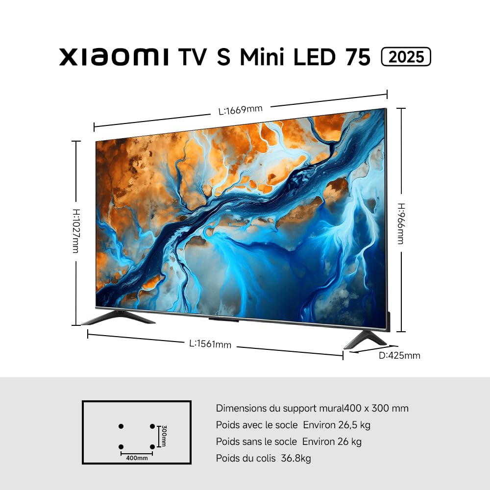 XIAOMI TV S Mini 75 2025,QLED, 75 inch, Mini LED, Dolby Vision, Dolby Atmos144Hz, 1200 nits