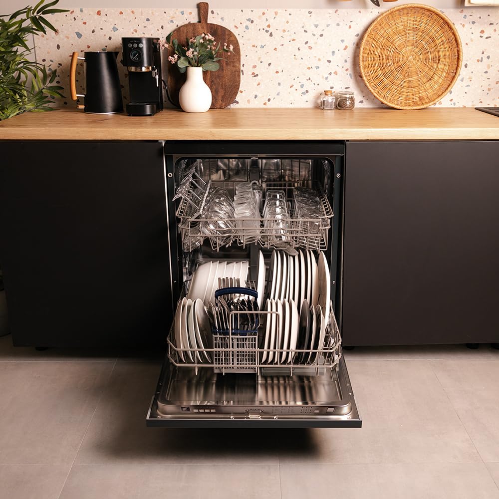 Cecotec Lave-vaisselle Intégrable 60cm Bolero Aguazero 6110 Full-BI. 1850W, 12 Couverts et 7 Programmes, Fonction Demi-charge, Programme 3 en 1, Départ Différé, Dry+ et KidBlock, Panier à Couverts.