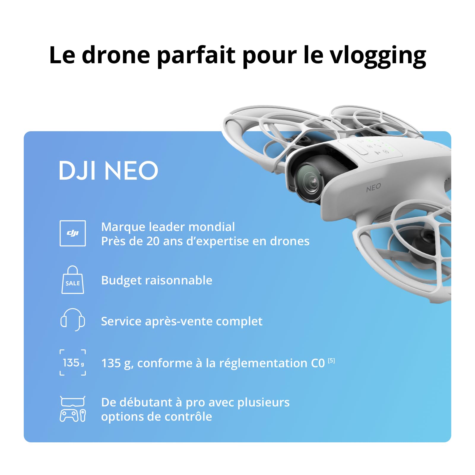 Bundle Trois Batteries DJI Neo, Mini Drone avec Caméra 4K UHD pour Adultes, Drone Suiveur qui Vole Seul de 135 g, Décollage du Creux de la Main, Suivi de Sujet, QuickShots, (sans Contrôleur)