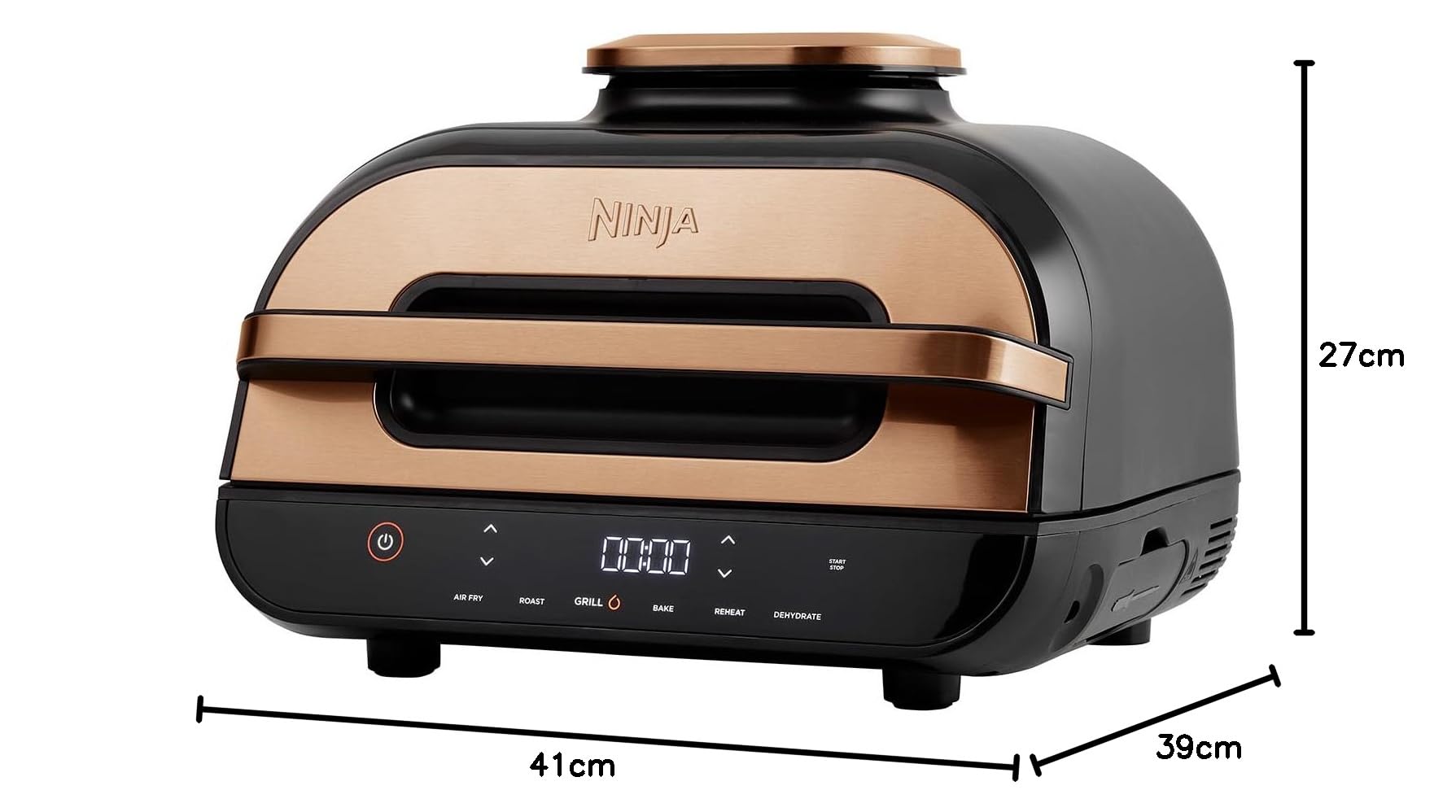 Ninja Foodi MAX Health Grill & Air Fryer, 6-en-1, Griller, Frire, Cuire, Rôtir et plus, 3,8L, Pièces Lavables au lave-vaisselle, Cuivre/Noir, Exclusivité Amazon AG551EUCP