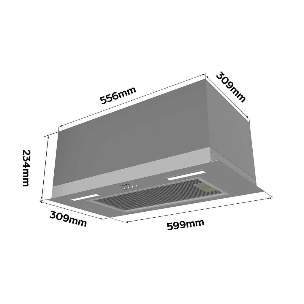 Ciarra Hotte Aspirante Encastrée 60cm A+++, 650 m³/h, 3 Vitesses, Mode Recyclage ou Évacuation, Filtre à Charbon Inclus, LED Éclairage, Inox – CBCS6926A