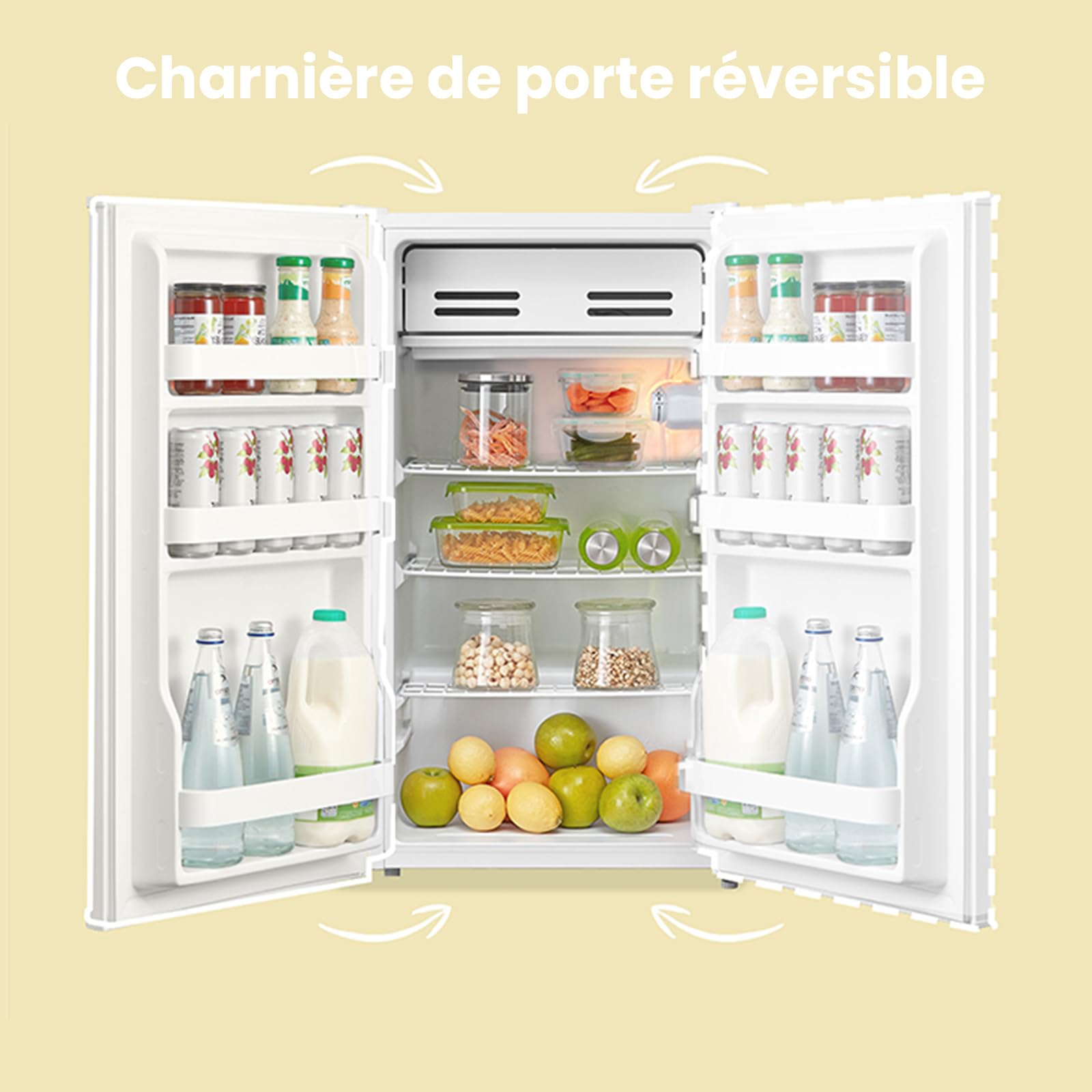 Comfee' RCD93WH2(E) Réfrigérateur à une porte, 93 L, Contrôle de la température, Pose libre sous le comptoir, Silencieux, Blanc