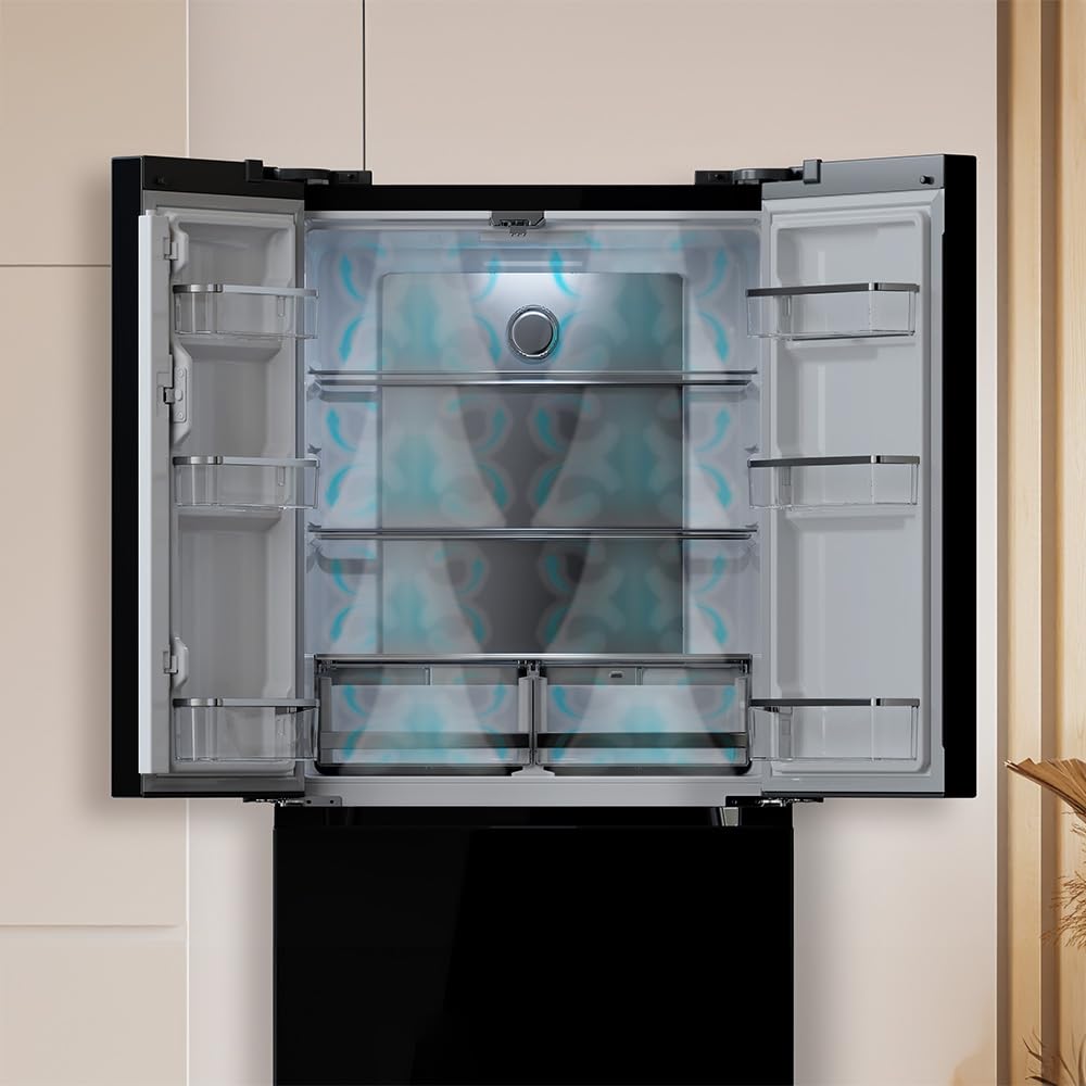 Cecotec Refrigerator Glass French Door 510 L Bolero CoolMarket FD 510 Glass E. 183 cm High, 84 cm Wide, Motor Inverter Plus, Fast Cooling and Fast Freezing, MultiAirFlow, Total NoFrost