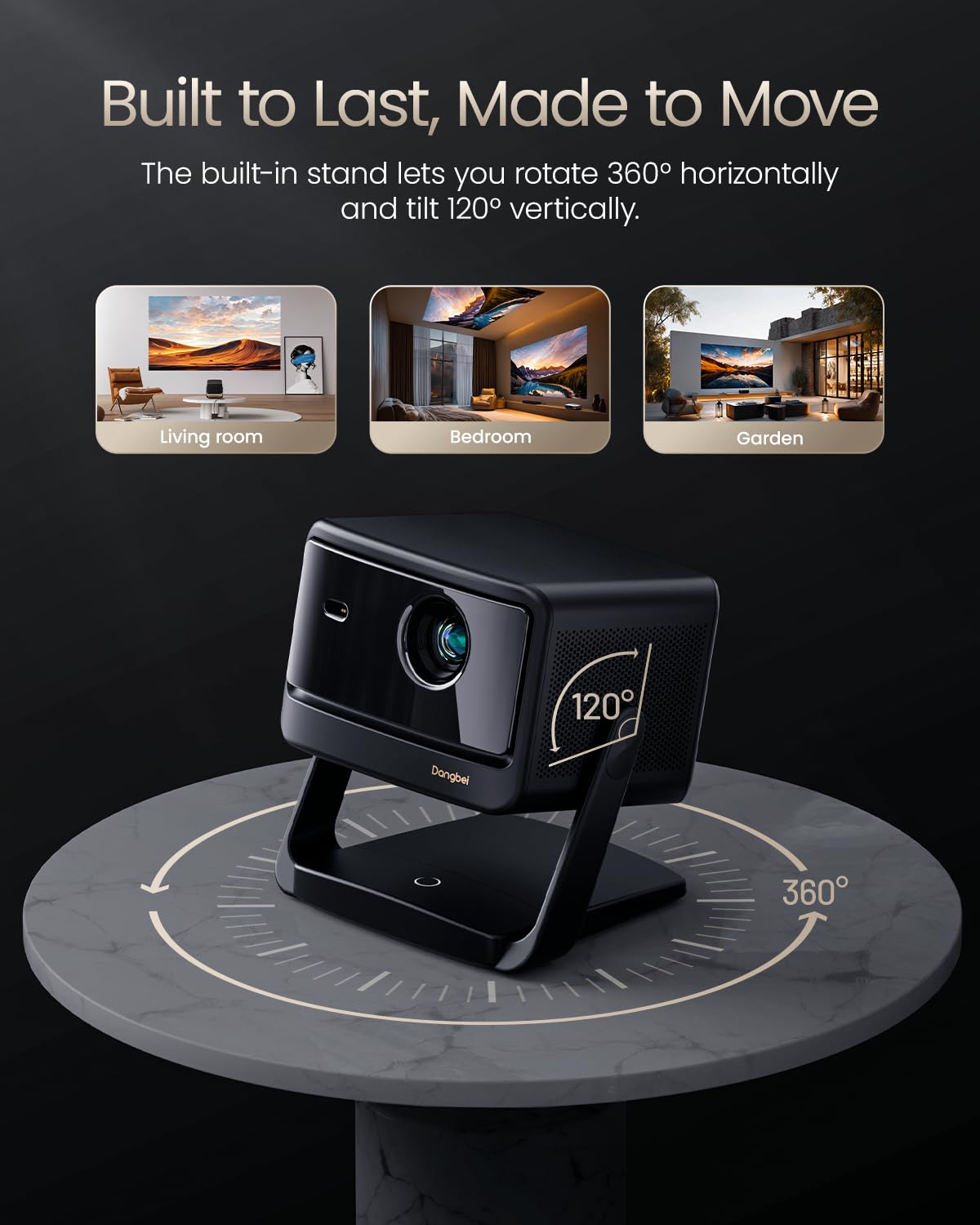 Dangbei 4K Vidéoprojecteur avec Google TV & Netflix, 2000 Lumens ISO, Stand intégré, 3D, Auto Keystone/Focus, Vidéoprojecteur Home Cinéma WiFi et Bluetooth (DBOX02 Pro)