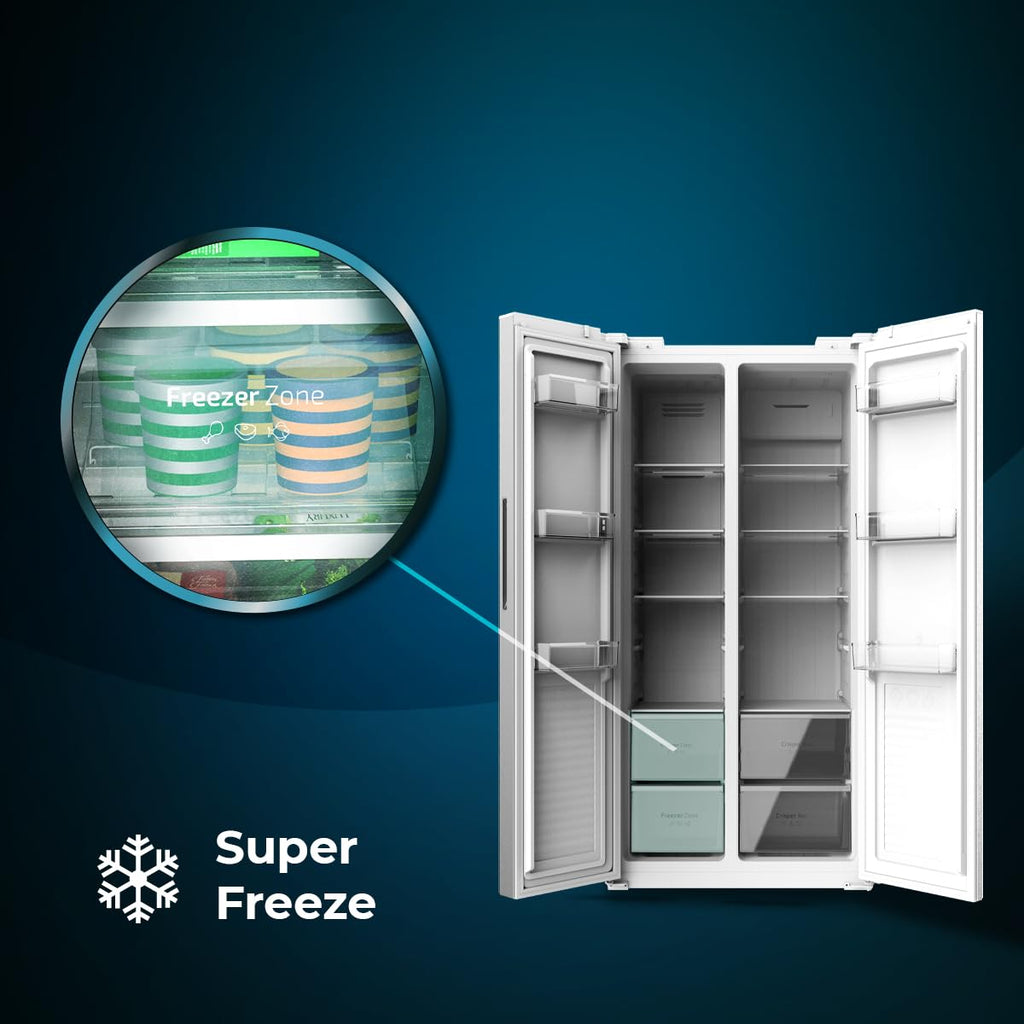 Cecotec Réfrigérateur Américain CoolMarket SBS 430 Inox E. 2 Portes, Side by Side 430 L, Hauteur 176 cm et Largeur 84 cm, Multi Air Flow System, Total No Frost, Motor Inverter Plus