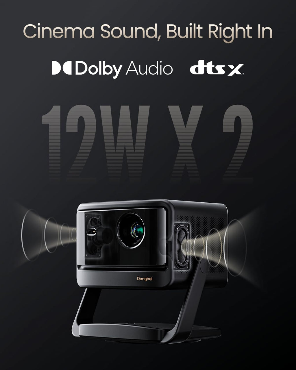 Dangbei 4K Vidéoprojecteur avec Google TV & Netflix, 2000 Lumens ISO, Stand intégré, 3D, Auto Keystone/Focus, Vidéoprojecteur Home Cinéma WiFi et Bluetooth (DBOX02 Pro)