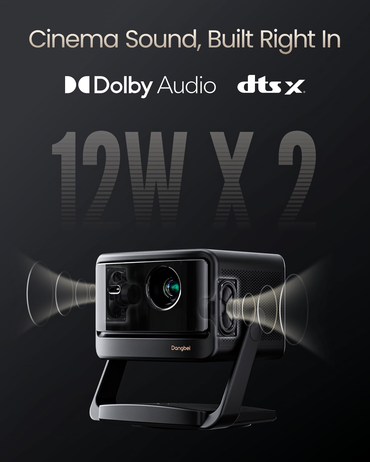 Dangbei 4K Vidéoprojecteur avec Google TV & Netflix, 2000 Lumens ISO, Stand intégré, 3D, Auto Keystone/Focus, Vidéoprojecteur Home Cinéma WiFi et Bluetooth (DBOX02 Pro)