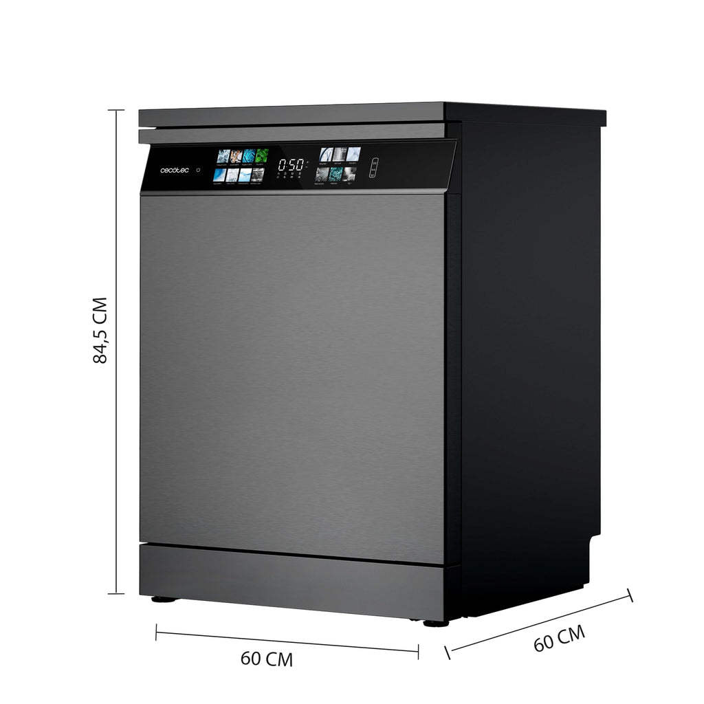 Cecotec Lave-vaisselle 60cm Bolero Aguazero 6700 Dark B Lave-vaisselle foncé, 15 couverts, Classe B, Moteur Inverter Plus, O2 Dry, Lavage Double Zone,