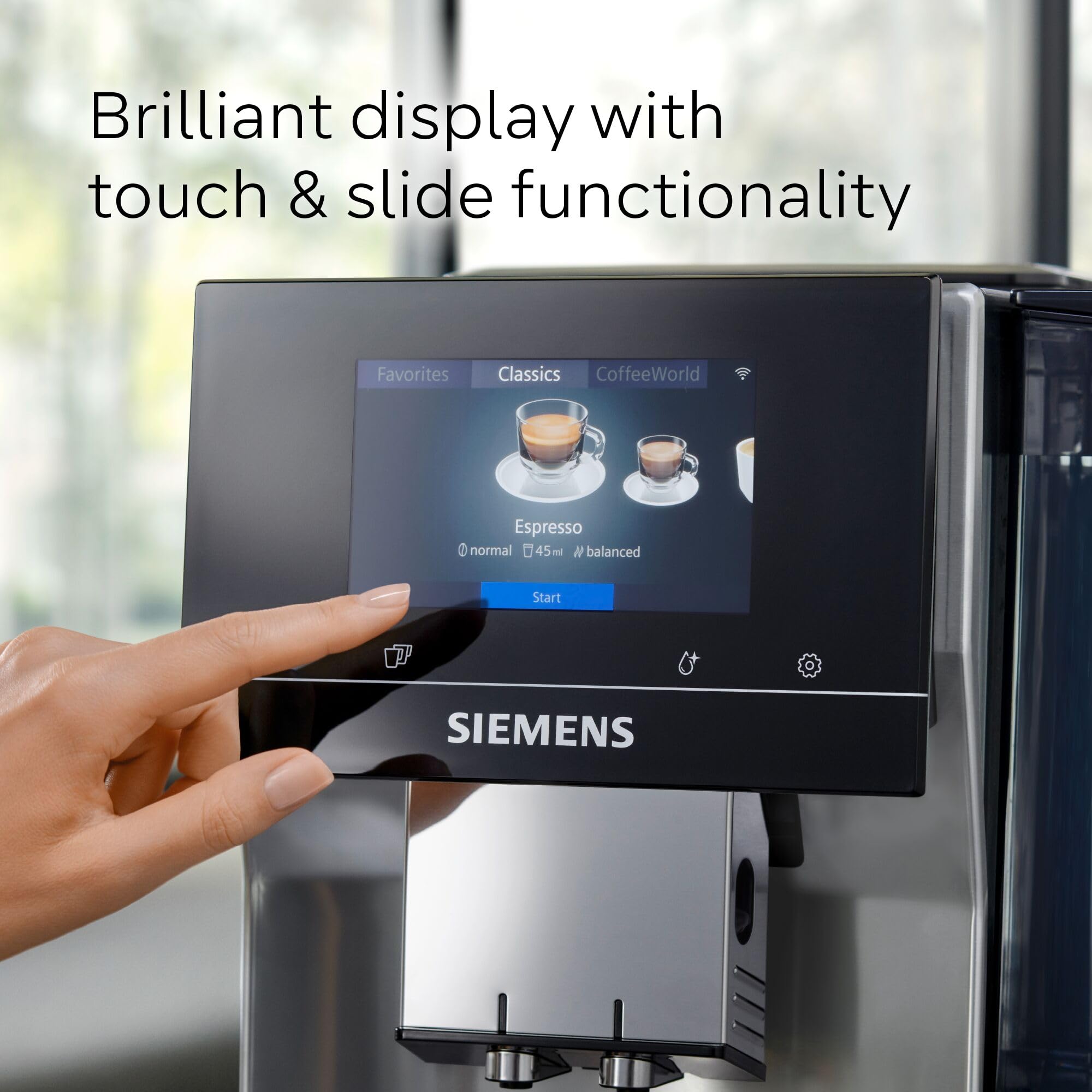 SIEMENS EQ700 Machine à café entièrement automatique grain à tasse, écran tactile de 5 pouces, préparation froide et lente de préparation, cappuccinatore, plus de 34 boissons de café, connexion au