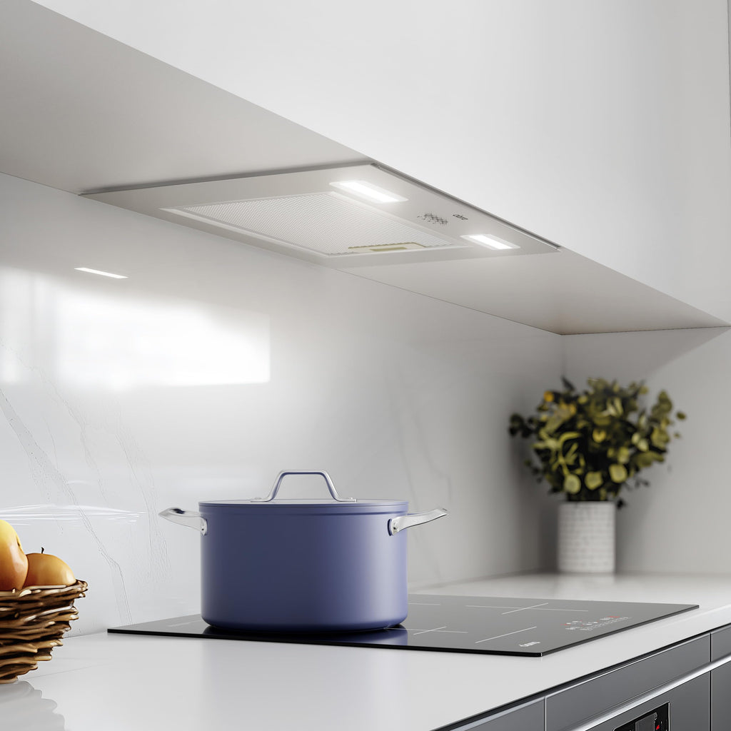 Ciarra Hotte Aspirante Encastrée 60cm A+++, 650 m³/h, 3 Vitesses, Mode Recyclage ou Évacuation, Filtre à Charbon Inclus, LED Éclairage, Inox – CBCS6926A
