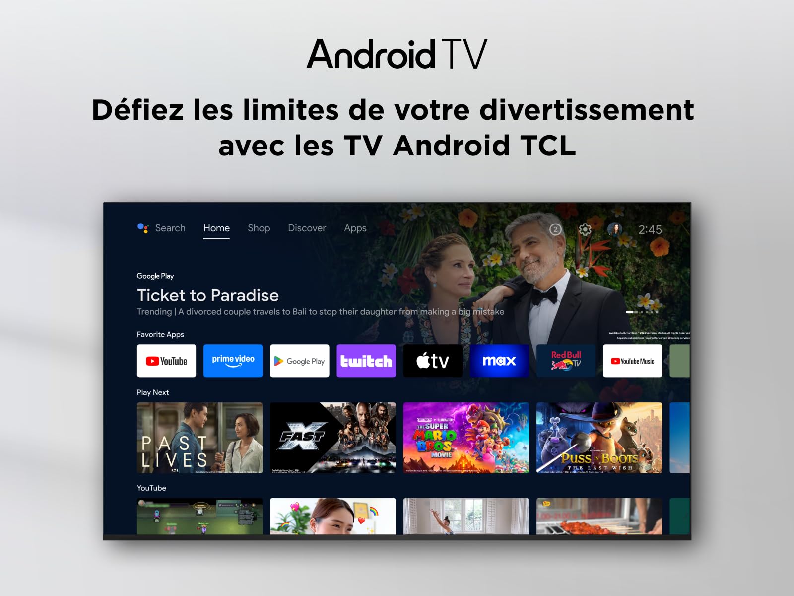 TCL 40V5C – TV QLED Direct LED Smart Full HD 40" avec Android TV & HDR - Compatible avec Google Cast & Google Home, Design Mince