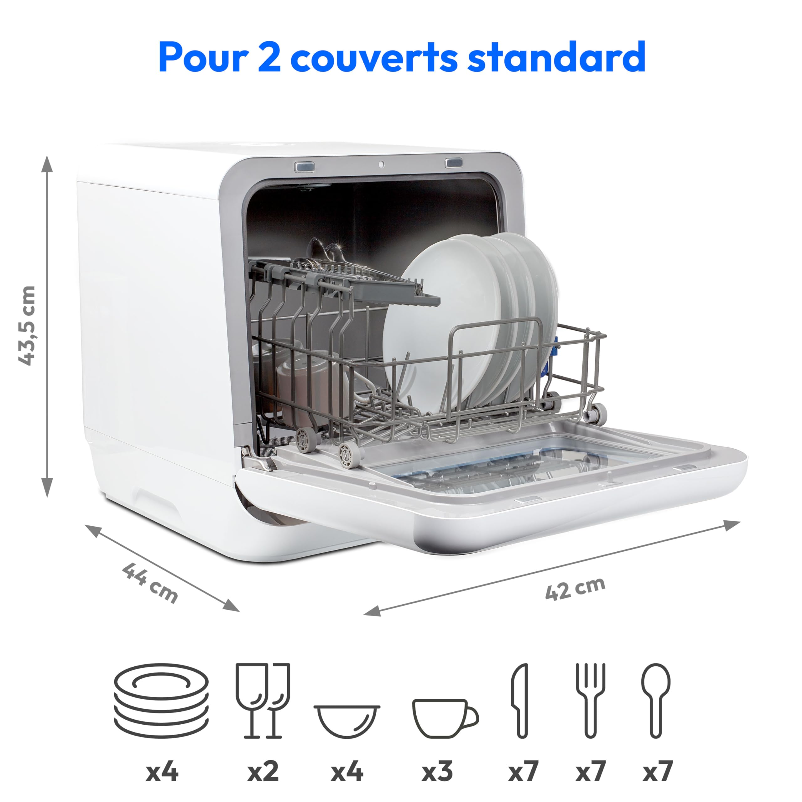 MEDION Mini lave-vaisselle DWT20 (lave-vaisselle de table, lave-vaisselle, 2 couverts, fonctionne avec/sans raccordement à l'eau, 6 programmes de nett