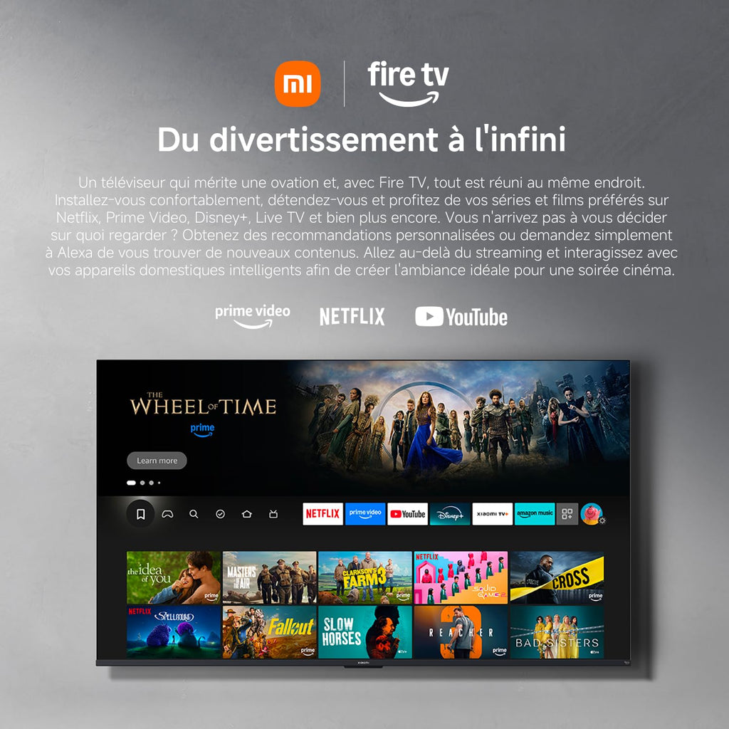 XIAOMI TV F Pro 43, 101 cm (43 Pouces), 4K UHD QLED, Smart TV, Fire TV, Contrôle Vocal Alexa, HDR10+, MEMC, 2Go+32Go, Compatible avec AirPlay