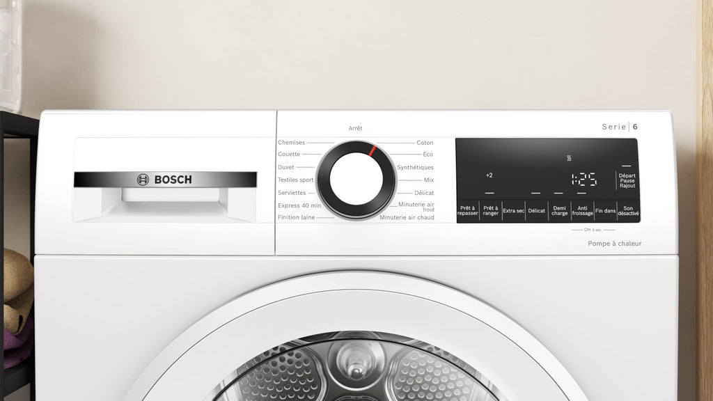 BSH Electroménager WQG1420DFR, Série 6, Sèche linge, Pompe à chaleur, 9 kg, Blanc
