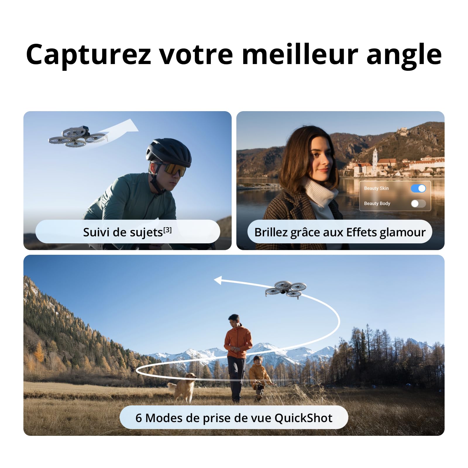 DJI Flip (radiocommande RC 2 avec écran), Drone Caméra 4K UHD Follow Me pour adultes, < 249 g, Nacelle à 3 axes, Transmission vidéo sur 13 km, Décollage palmaire, Temps de vol de 31 min