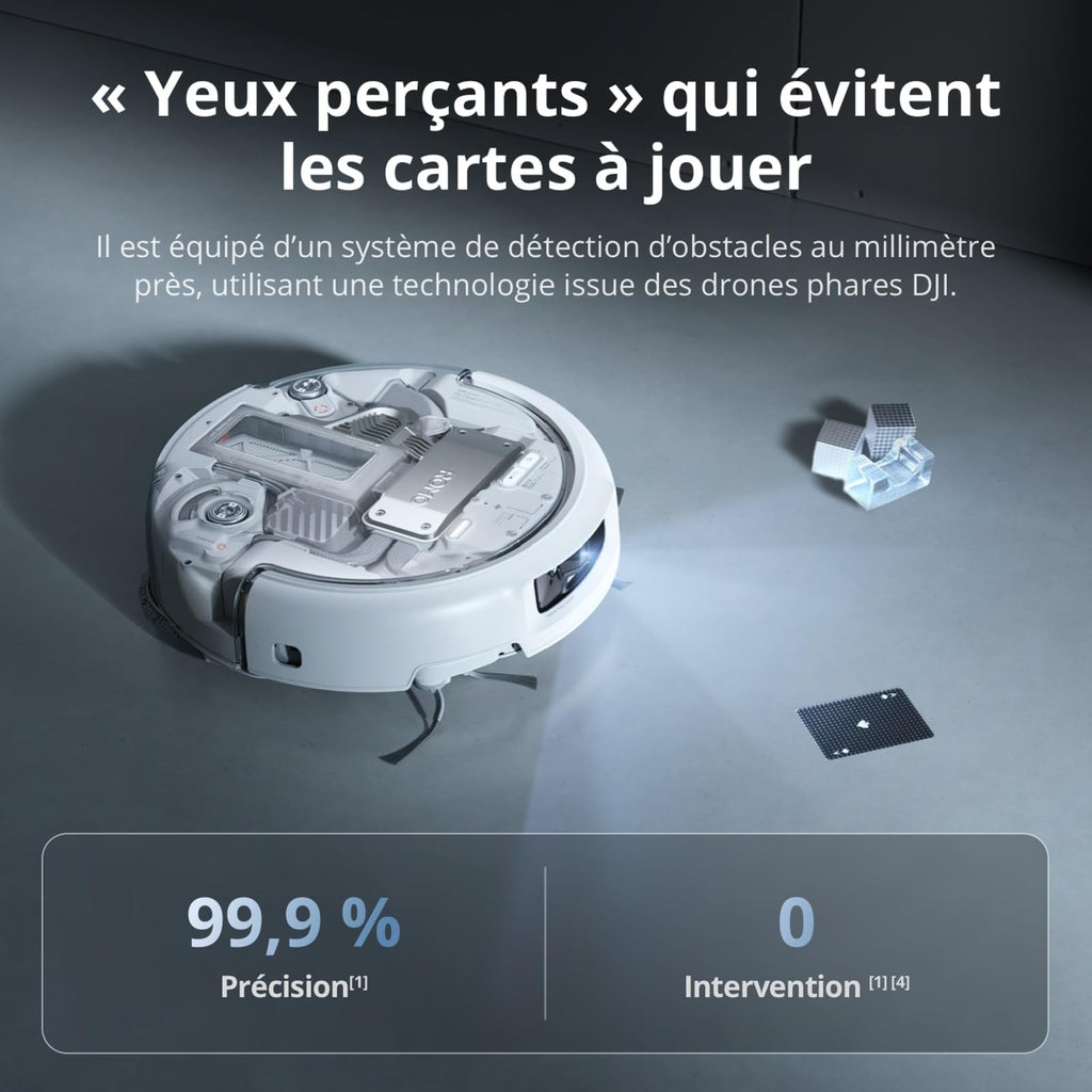 DJI ROMO P Robot Aspirateur Laveur au Design Transparent, Aspirateur Robot de 25 000 Pa, détection de Niveau Drone, 200 Jours sans Maintenance, Solutions de Nettoyage Personnalisables