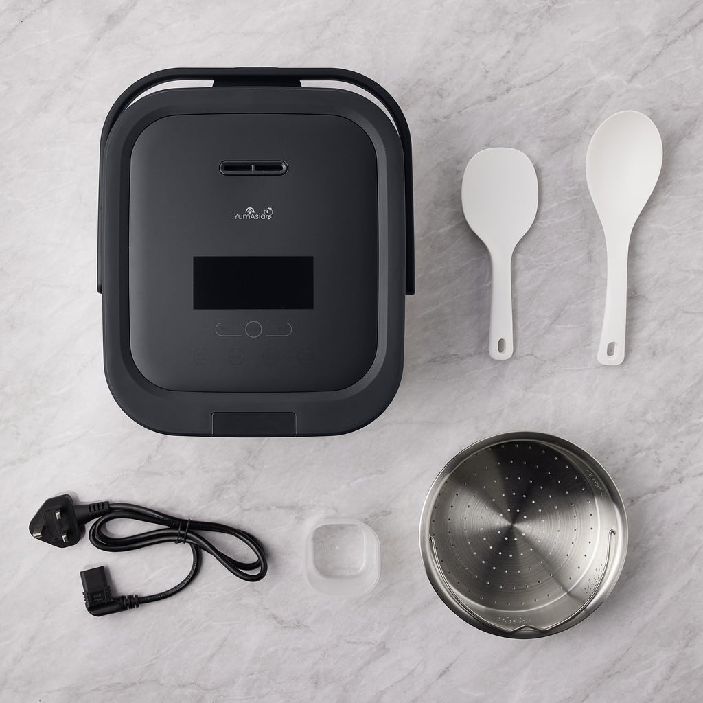 Yum Asia Hotaru Cuiseur à riz avec chauffage par induction (IH) et bol en céramique (3 tasses, 0,54 litre), 7 fonctions de cuisson du riz, 5 fonctions multicuiseur, 220-240V EU (Gris ardoise)