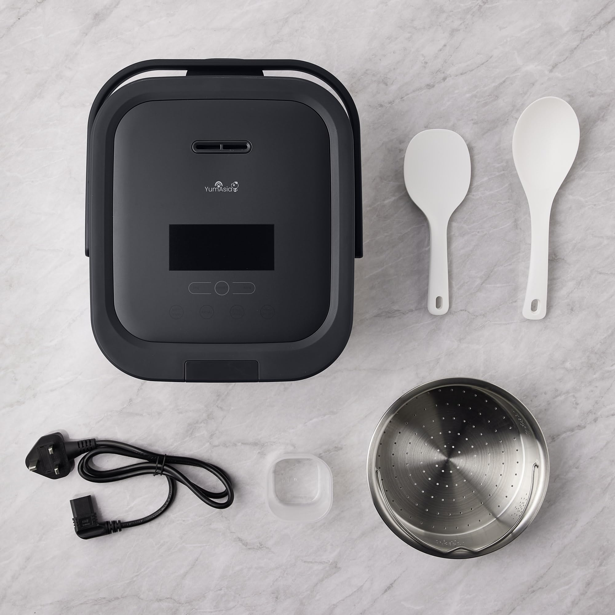 Yum Asia Hotaru Cuiseur à riz avec chauffage par induction (IH) et bol en céramique (3 tasses, 0,54 litre), 7 fonctions de cuisson du riz, 5 fonctions multicuiseur, 220-240V EU (Gris ardoise)