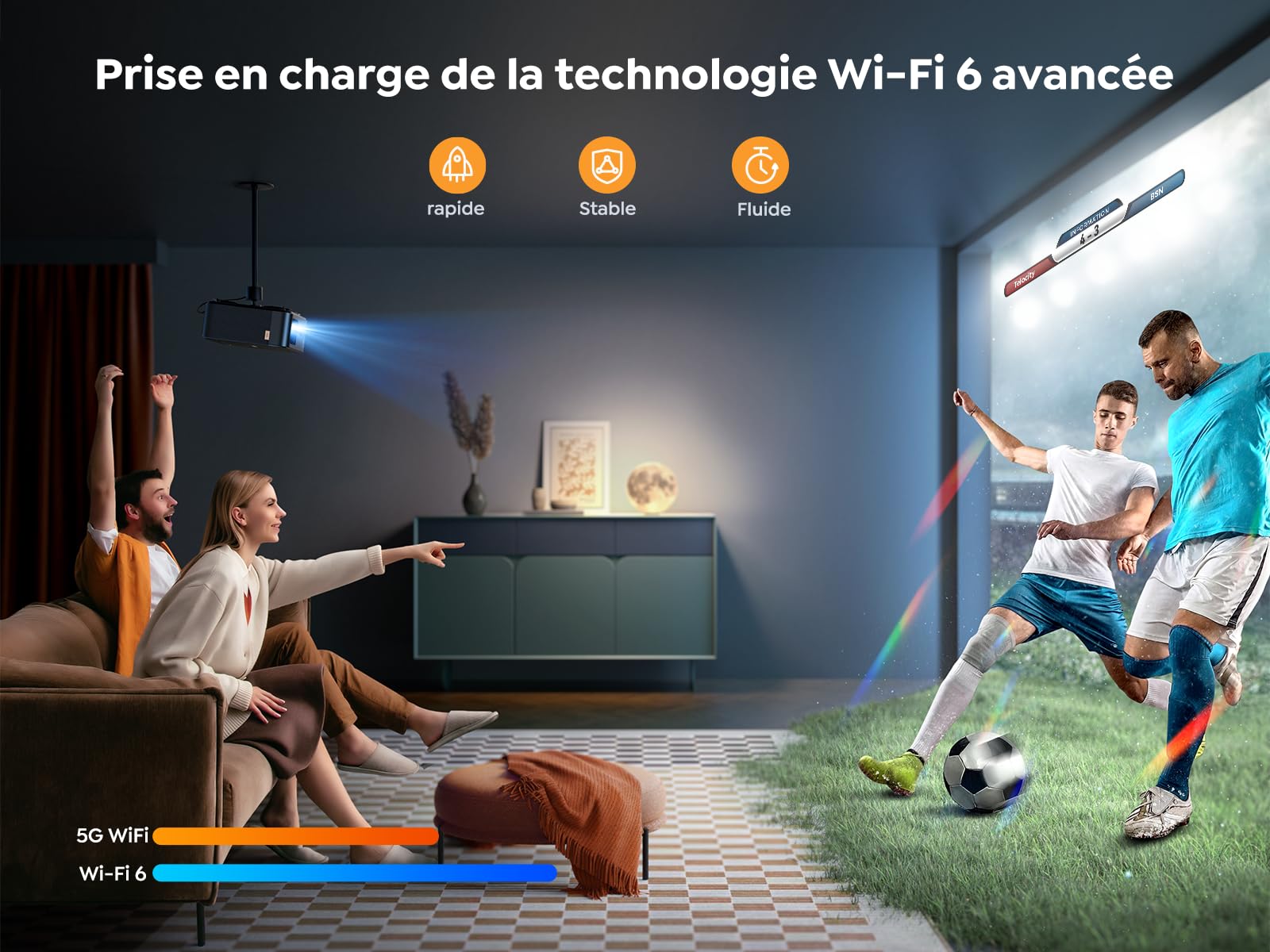 Videoprojecteur 4K avec Son JBL, Google TV 11.0, YABER Projecteur Video WiFi 6 Bluetooth 5.2, K2s Retroprojecteur Portable 20W Haut-Parleurs, Full HD
