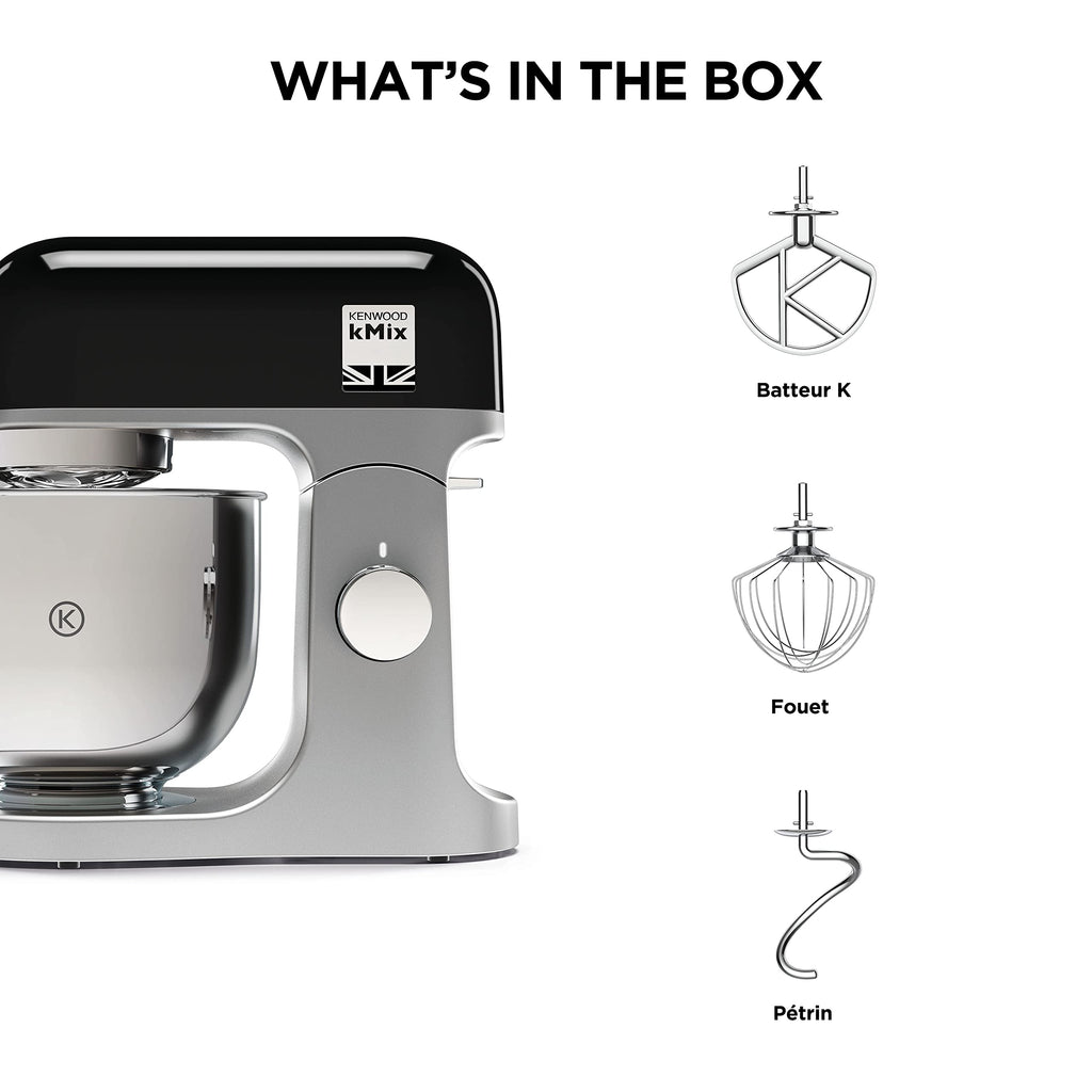 Robot pâtissier Kenwood kMix KMX750BK - bol 5 litres - 6 vitesses - 3 accessoires - noir