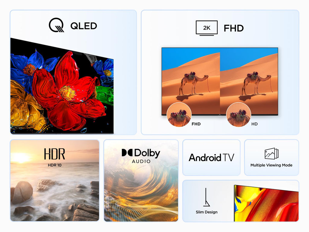 TCL 40V5C – TV QLED Direct LED Smart Full HD 40" avec Android TV & HDR - Compatible avec Google Cast & Google Home, Design Mince