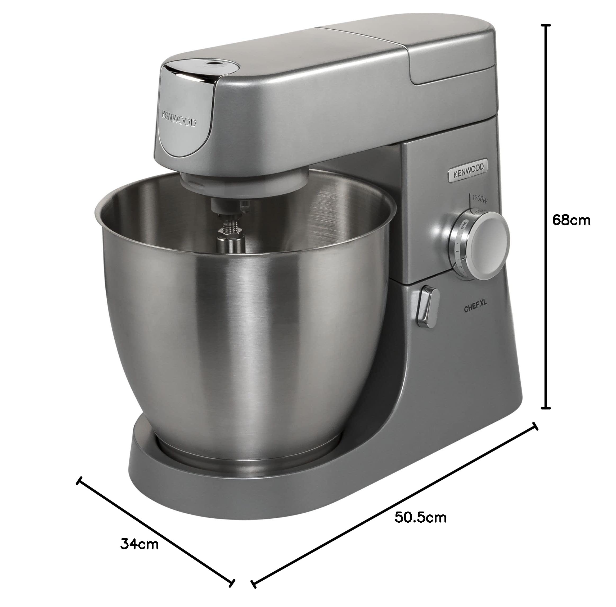 Kenwood Chef Elite Robot pâtissier, argenté Mélangeur + Mixeur + Hachoir 6.7 gris