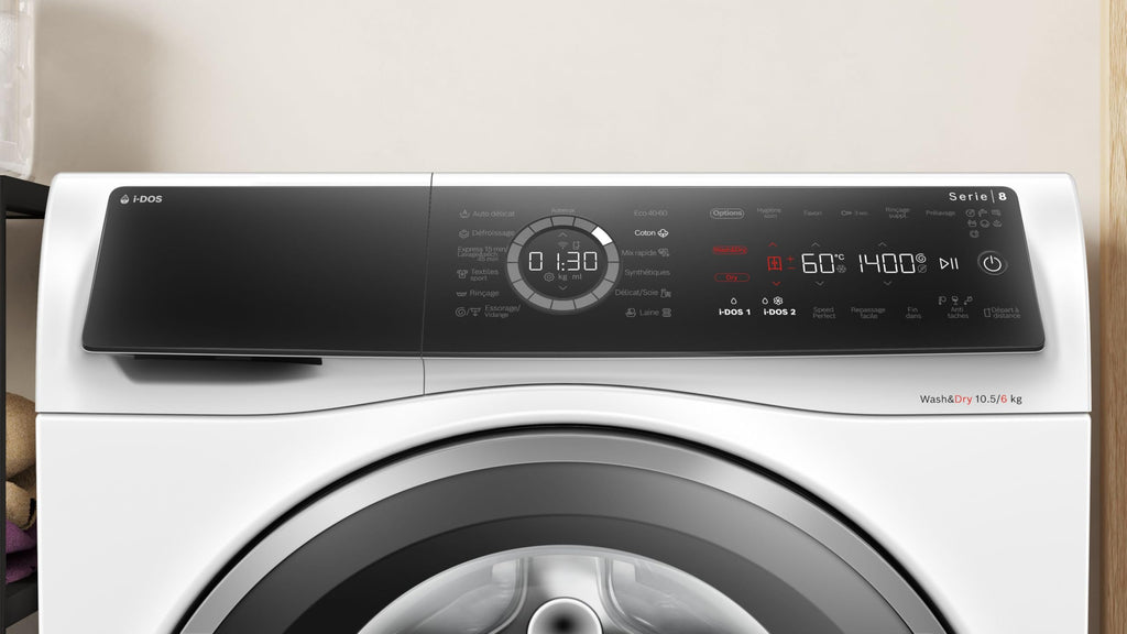 Bosch WNC254A0FR, Série 8, Lave-linge séchant, Pose-libre, 10,5 kg, 1400 trs/min, Blanc
