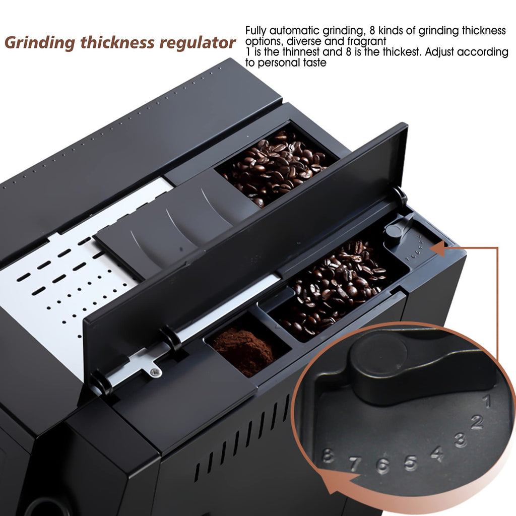 QJRGUY Machine à café Automatique 200W, Fabricant Cappuccino Expresso, avec système Mousse de Lait indépendant équipement réglable, Rouge, Argent