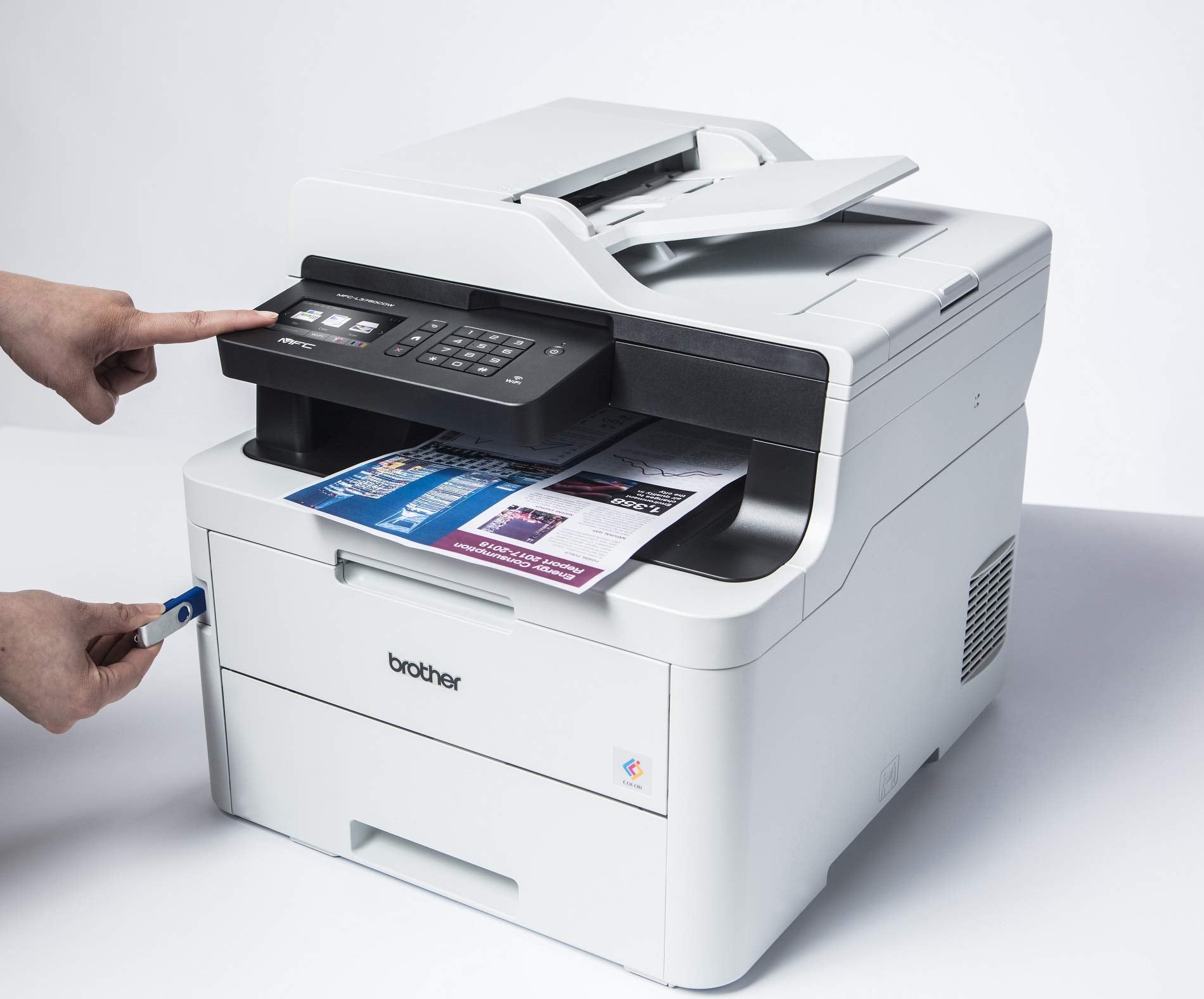 Brother MFC-L3750CDW Imprimante multifonction 4-en-1 (Impressio/Copie/Scan/Fax) LED couleur 24 ppm USB Blanc