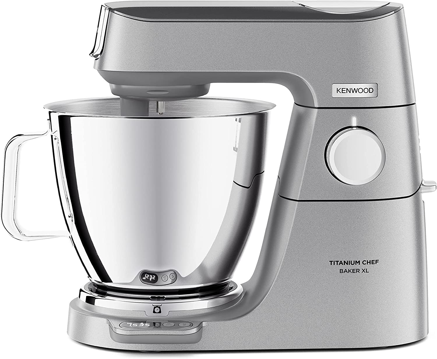 Kenwood Titanium Chef Baker XL, Robot Pâtissier avec Batteur K, Crochet Pétrisseur, Fouet et Bol de 7 Litres, KVL85.424SI, 1200W, Argent