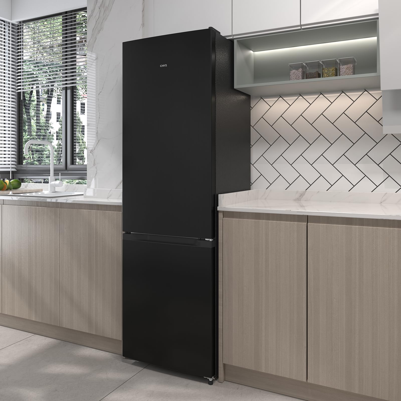 CHIQ Réfrigérateur congélateur bas FBM260L 262L (187+75), Low frost, Acier inoxydable, Portes réversibles, 39 db, 12 ans de garantie sur le compresseu