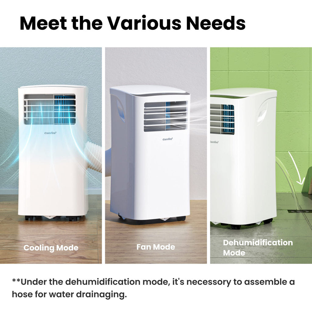 COMFEE' Climatiseur Mobile 9000 BTU/h 2,6kW, 3-EN-1 Refroidisseur Déshumidificateur Ventilateur, Fonction Follow me, Minuterie, Mode nuit, Pour salon et maison de 33㎡/88m³, MPPH-09CRN7, R290
